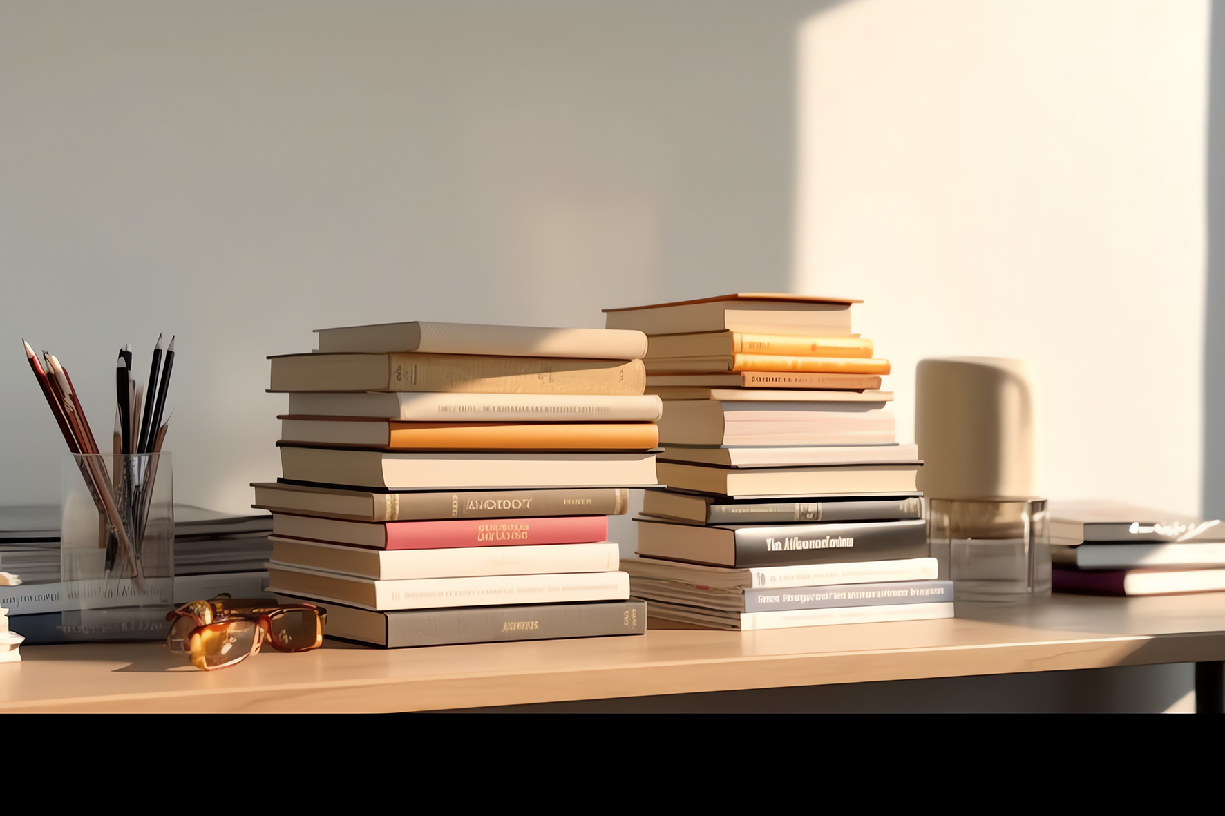 A stack of antique books